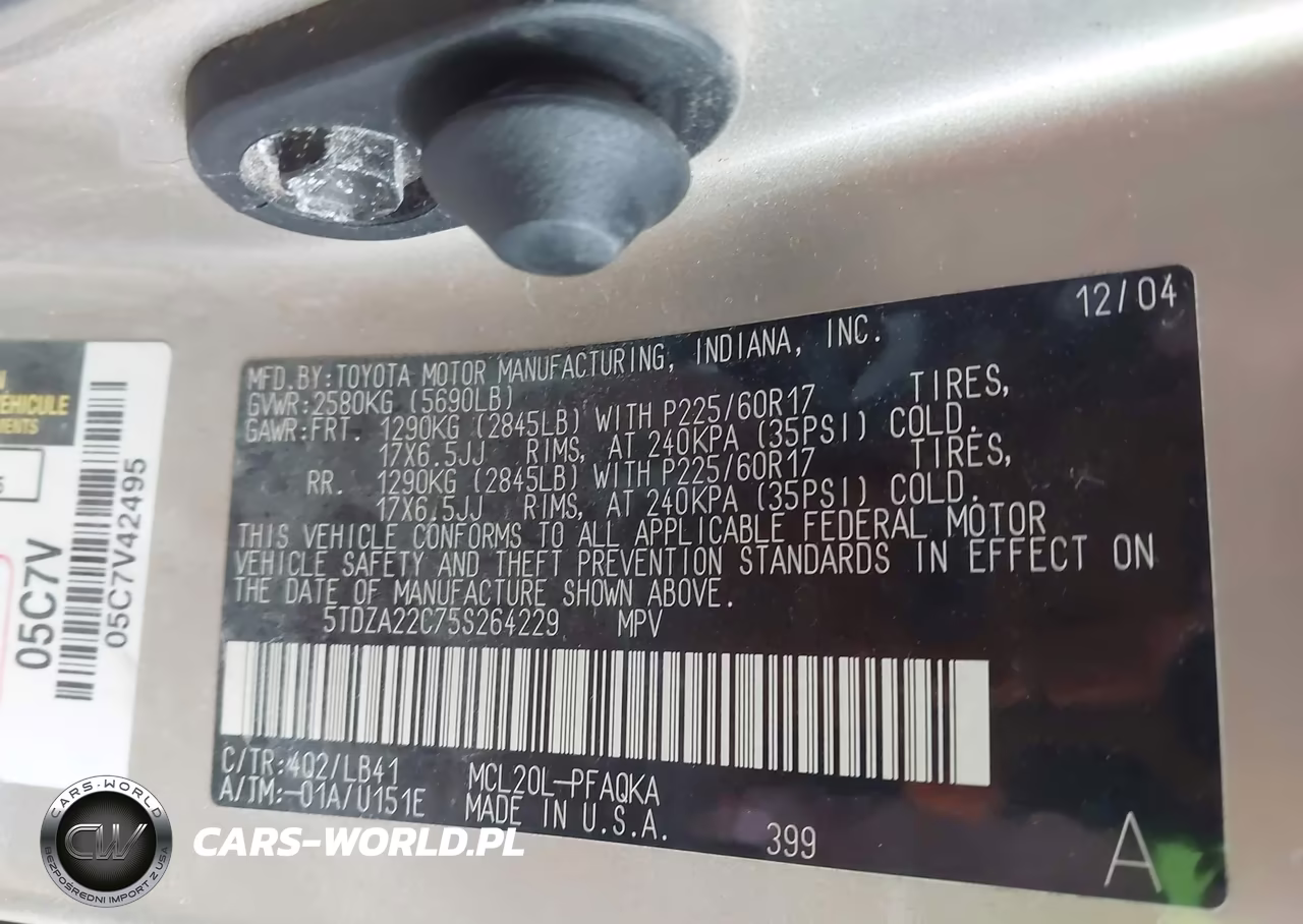 2005 Toyota Sienna Xle VIN:5TDZA22C75S264229 - 9