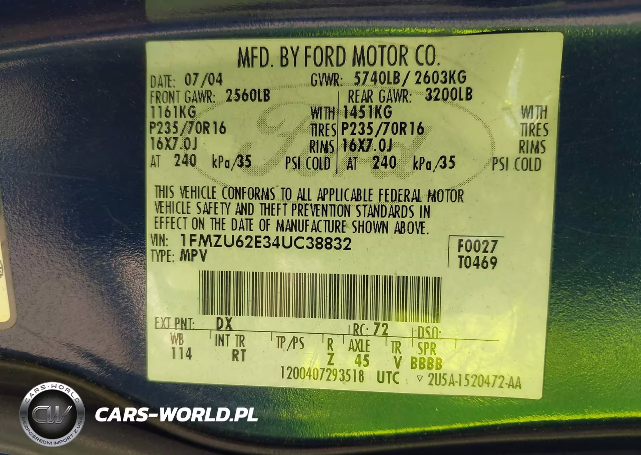 2004 Ford Explorer Xls VIN:1FMZU62E34UC38832 - 9