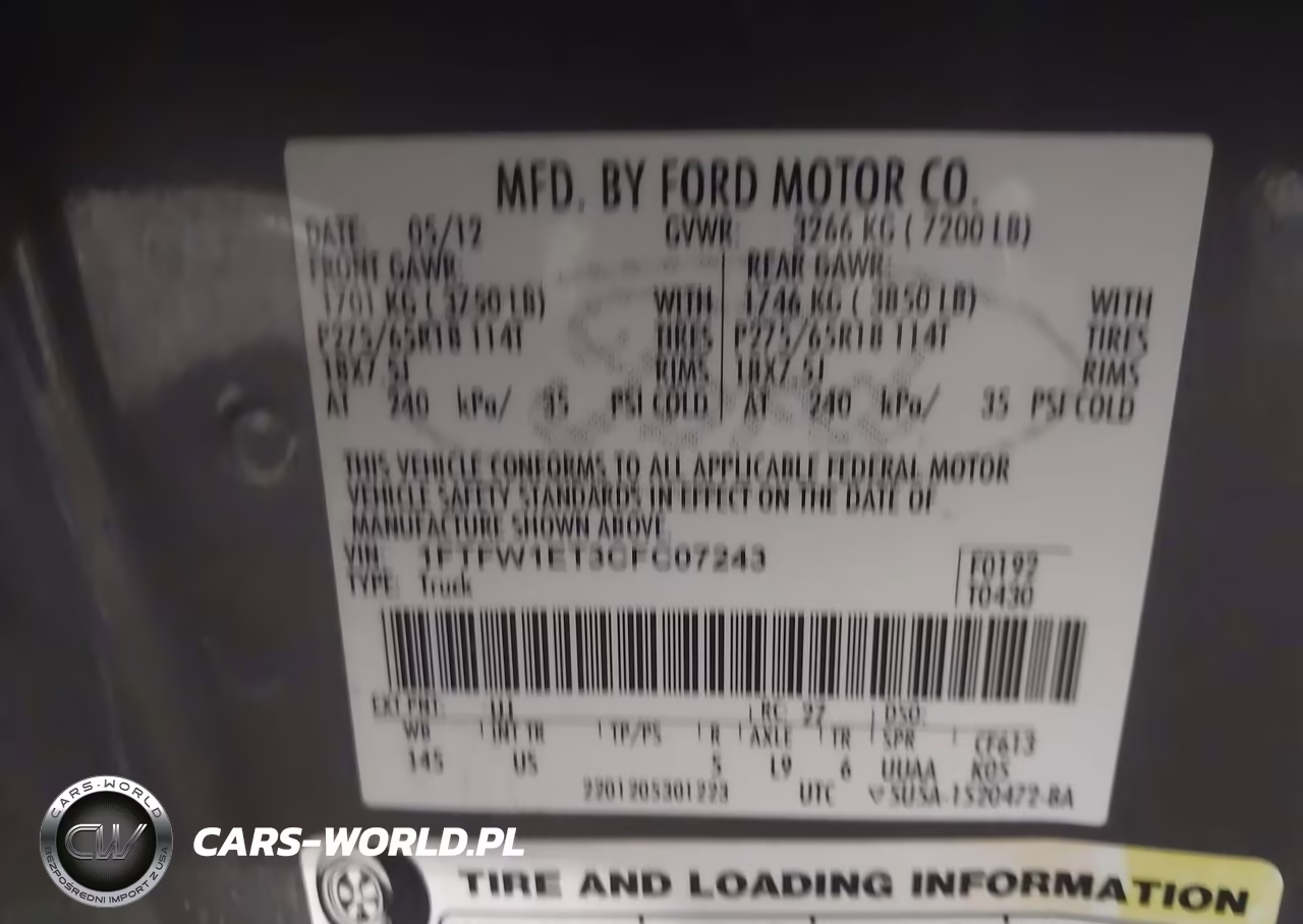 2012 Ford F-150 Xlt VIN:1FTFW1ET3CFC07243 - 9