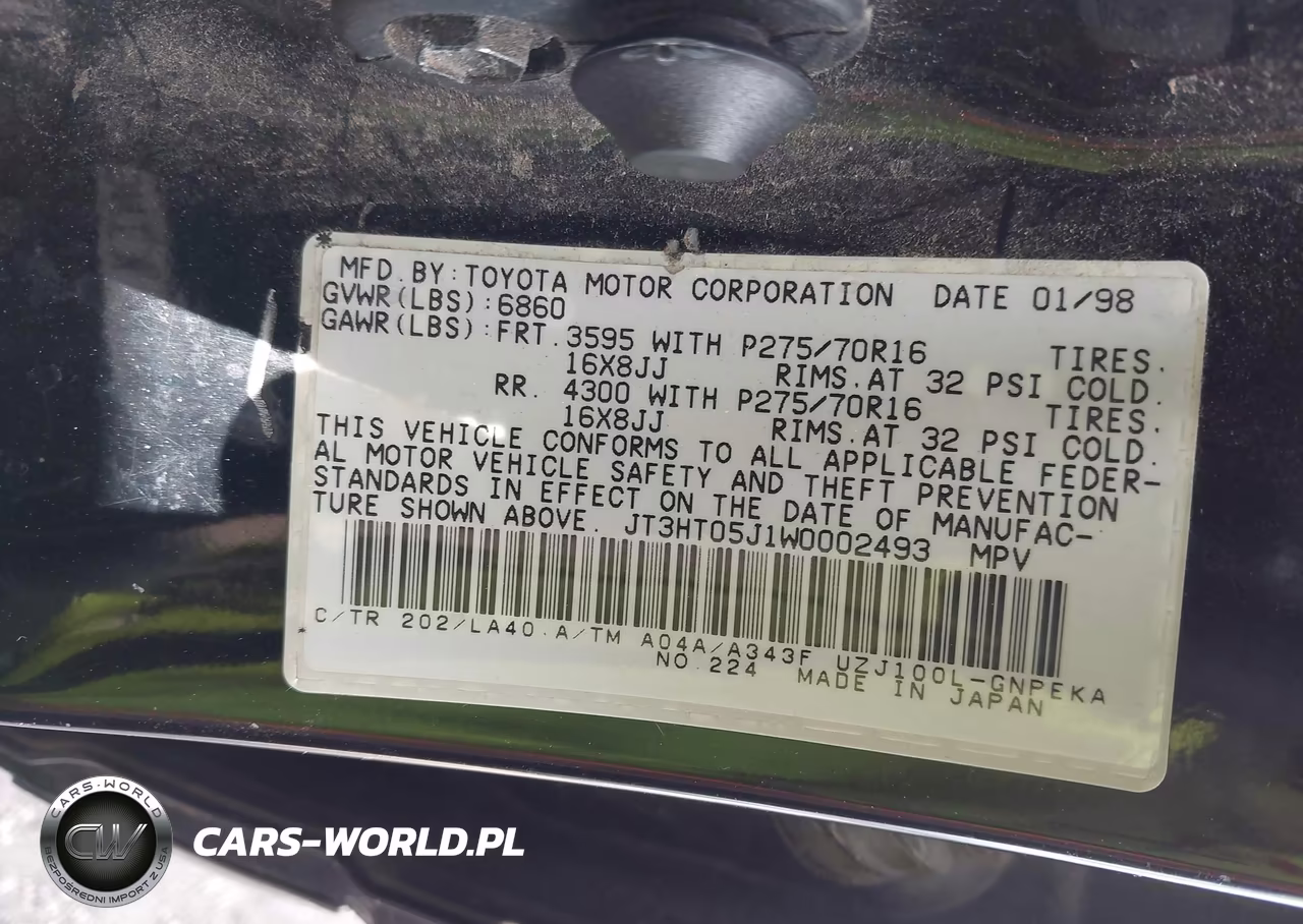 1998 Toyota Land Cruiser VIN:JT3HT05J1W0002493 - 9