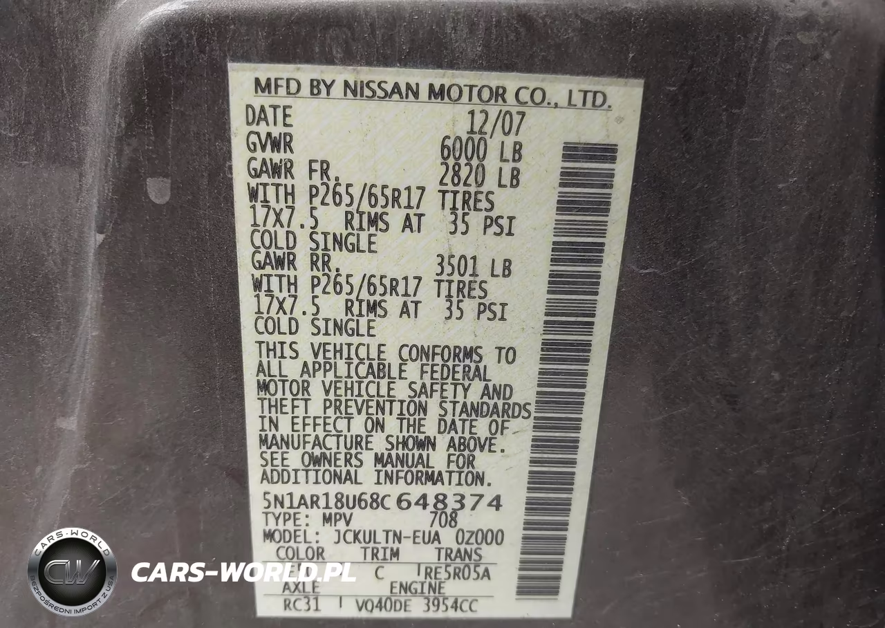 2008 Nissan Pathfinder Se VIN:5N1AR18U68C648374 - 9