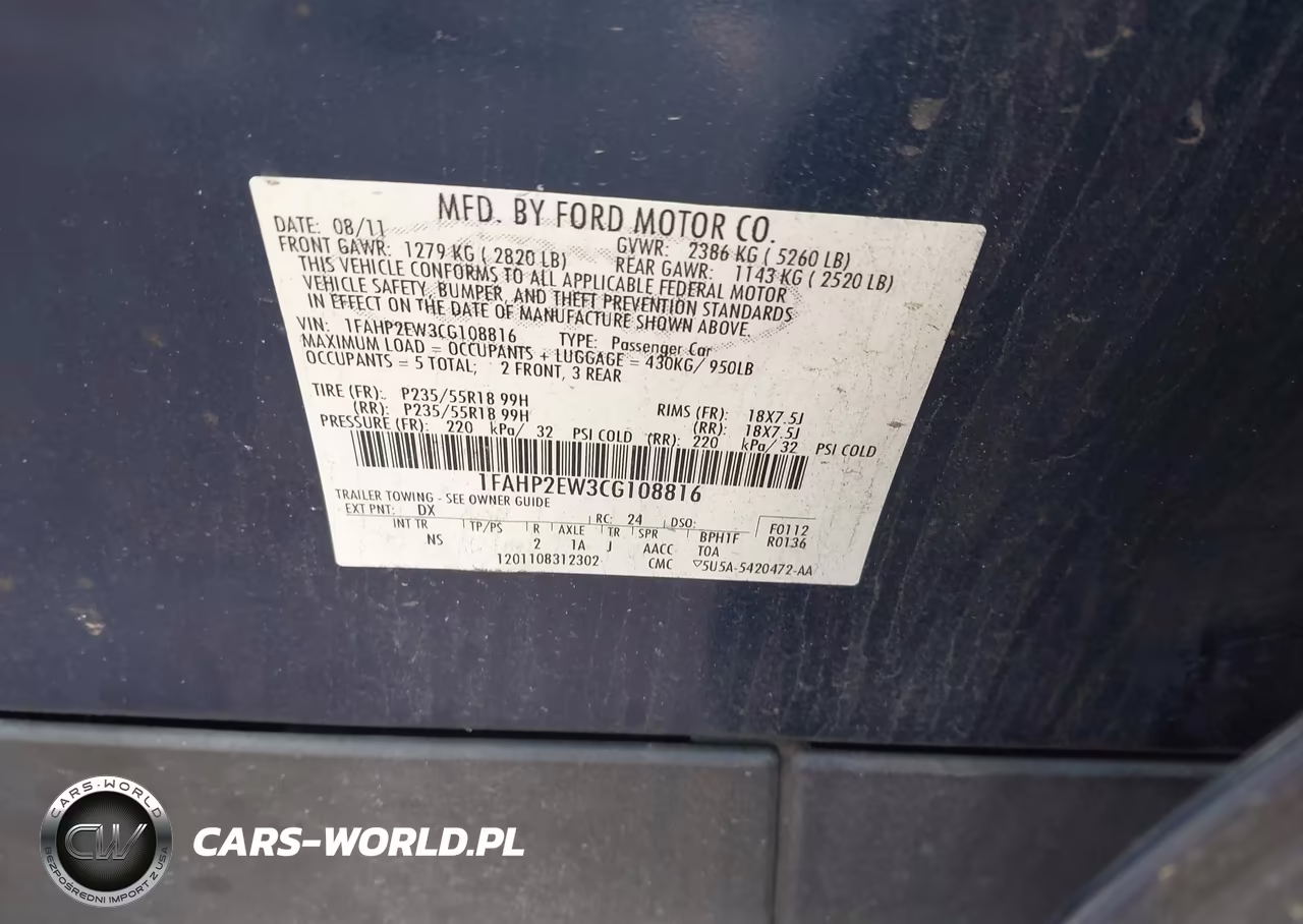 2012 Ford Taurus Sel VIN:1FAHP2EW3CG108816 - 9