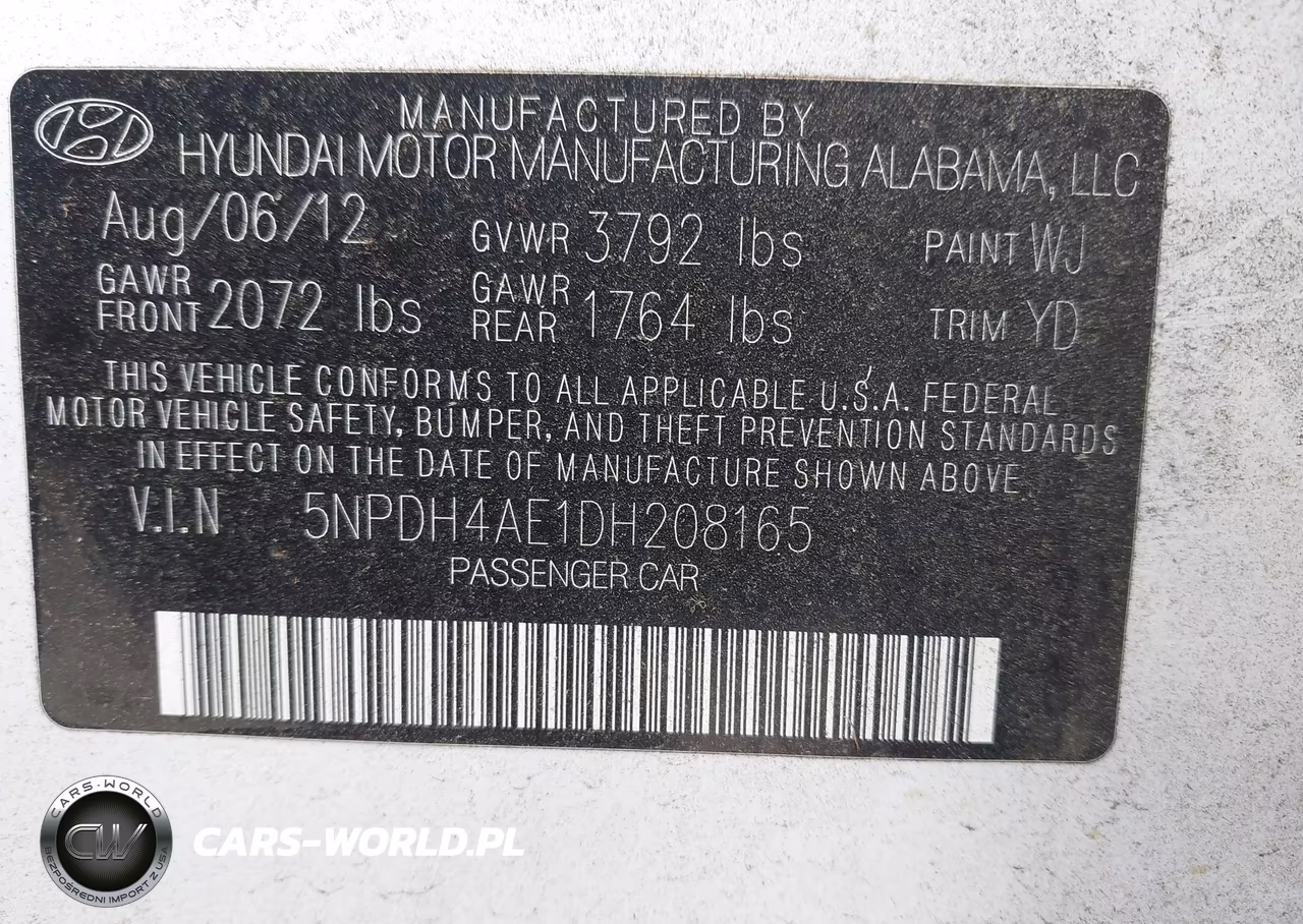 2013 Hyundai Elantra Gls VIN:5NPDH4AE1DH208165 - 9