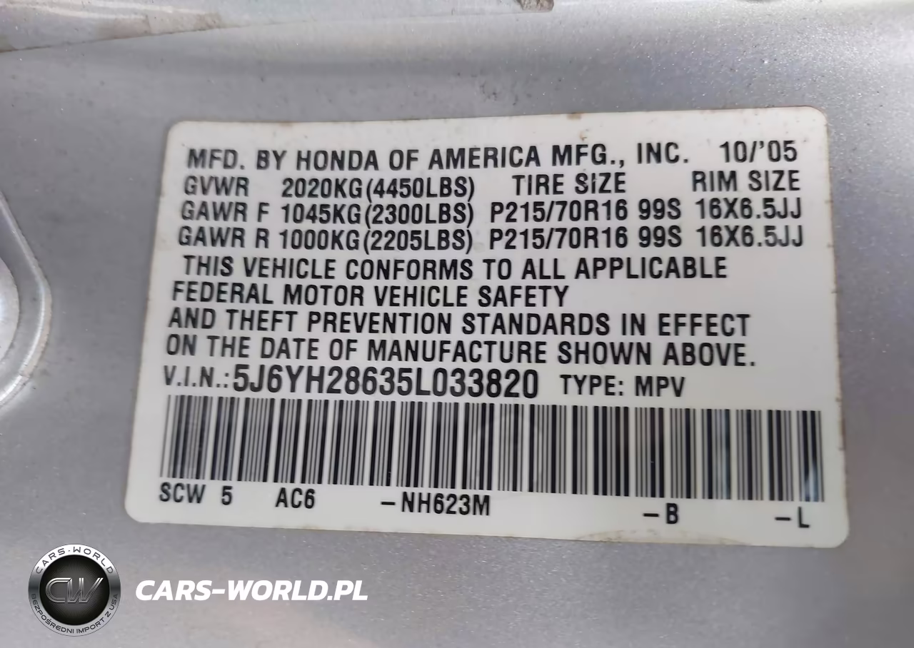 2005 Honda Element Ex VIN:5J6YH28635L033820 - 9