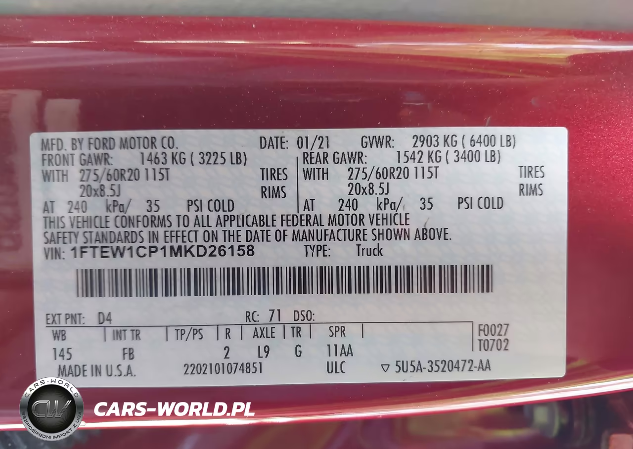 2021 Ford F-150 Xlt VIN:1FTEW1CP1MKD26158 - 9