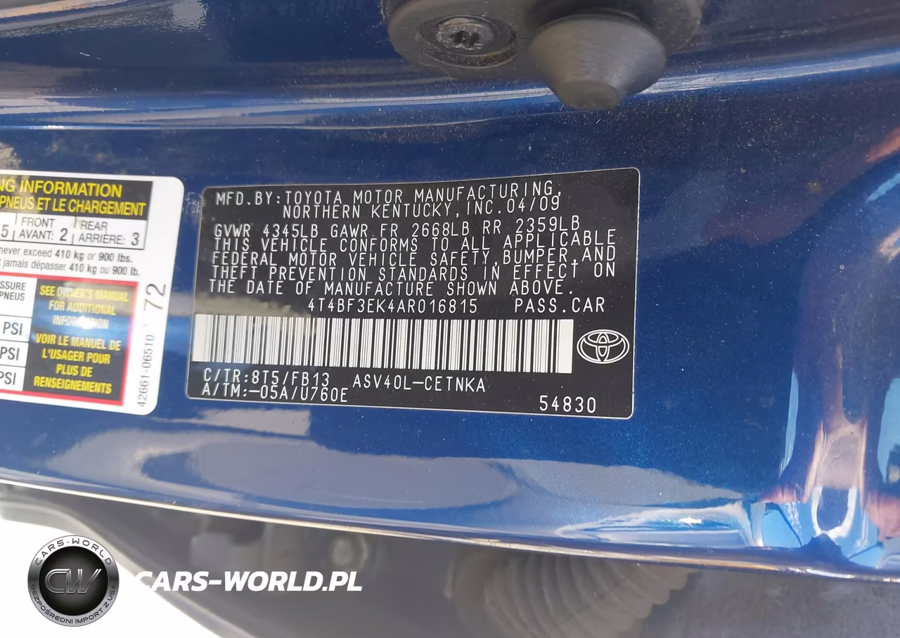 2010 Toyota Camry Le VIN:4T4BF3EK4AR016815 - 9