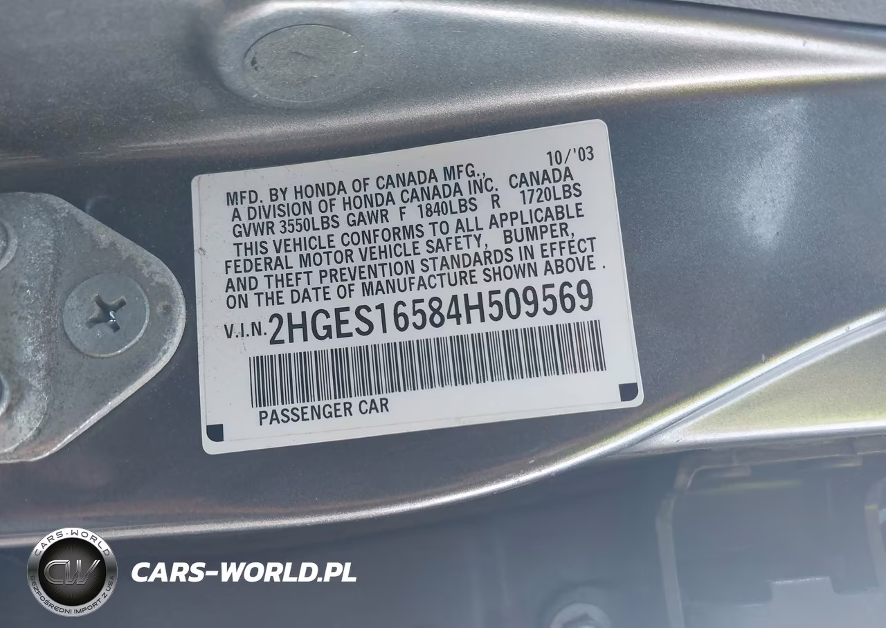 2004 Honda Civic Lx VIN:2HGES16584H509569 - 9