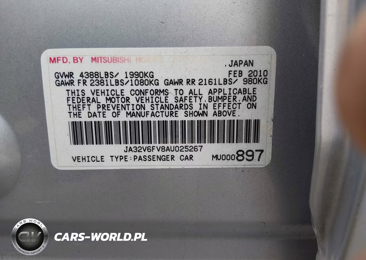 2010 Mitsubishi Lancer Ralliart VIN:JA32V6FV8AU025267 - 9