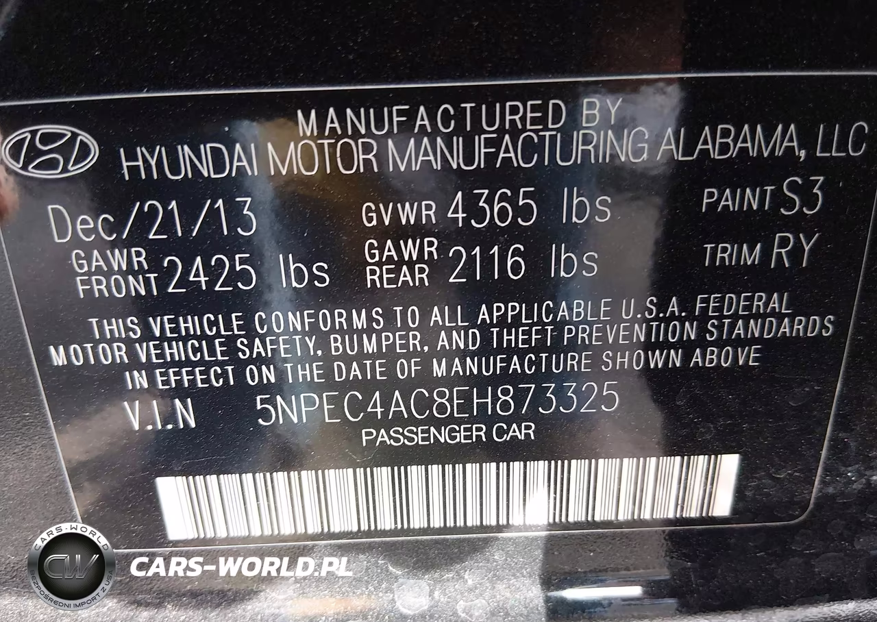 2014 Hyundai Sonata Se VIN:5NPEC4AC8EH873325 - 9