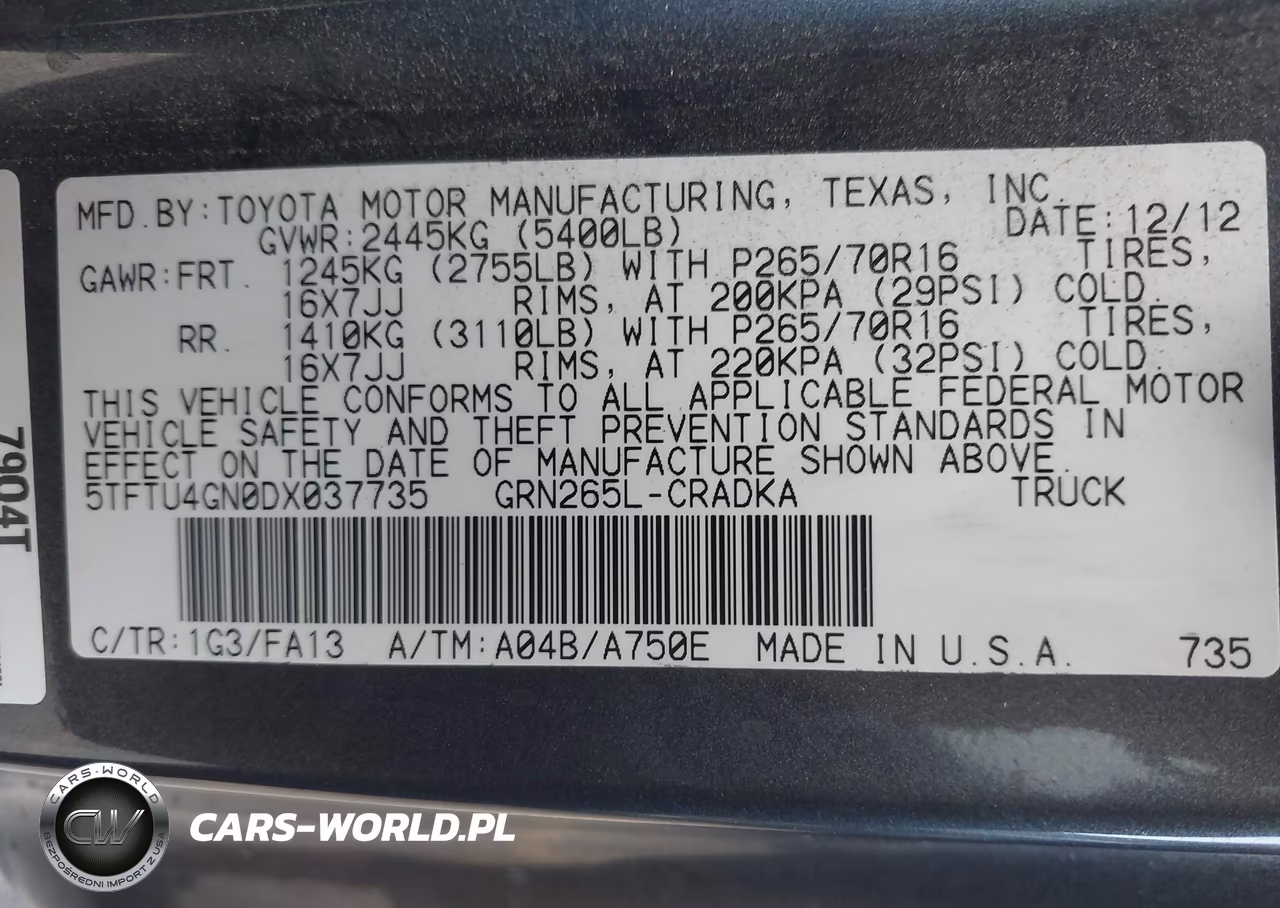 2013 Toyota Tacoma Prerunner V6 VIN:5TFTU4GN0DX037735 - 9
