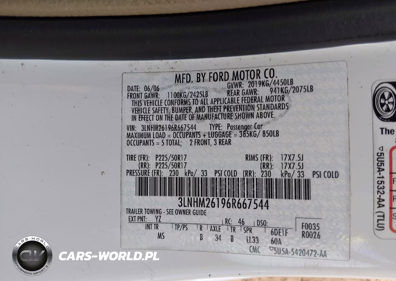 2006 Lincoln Zephyr VIN:3LNHM26196R667544 - 9