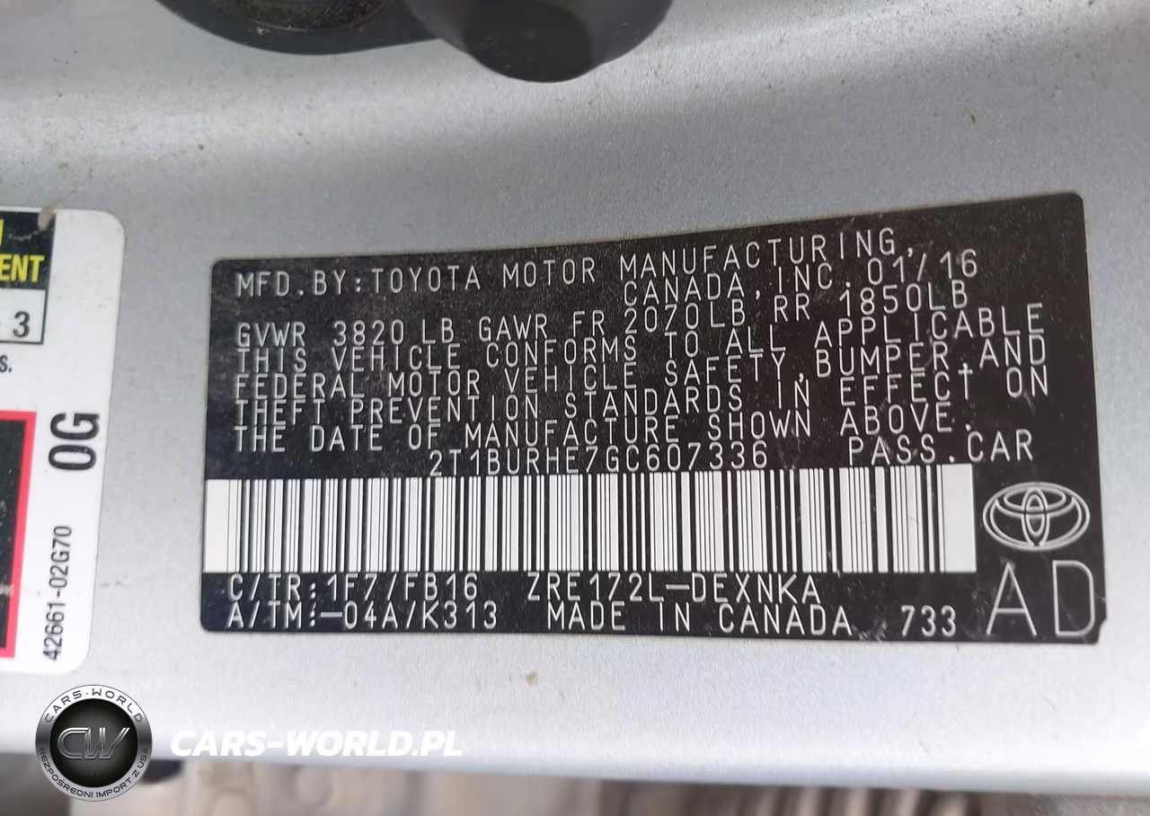 2016 Toyota Corolla Le VIN:2T1BURHE7GC607336 - 9
