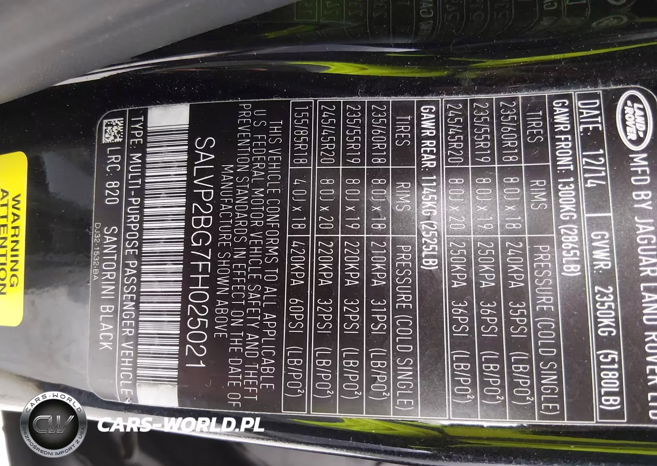 2015 Land Rover Range Rover Evoque Pure VIN:SALVP2BG7FH025021 - 9