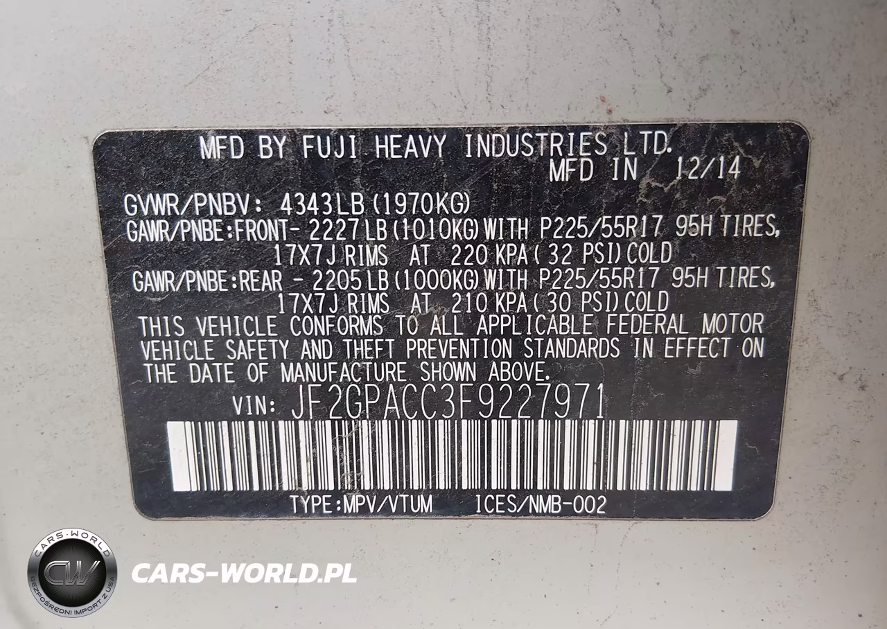 2015 Subaru Xv Crosstrek 2.0I Premium VIN:JF2GPACC3F9227971 - 9