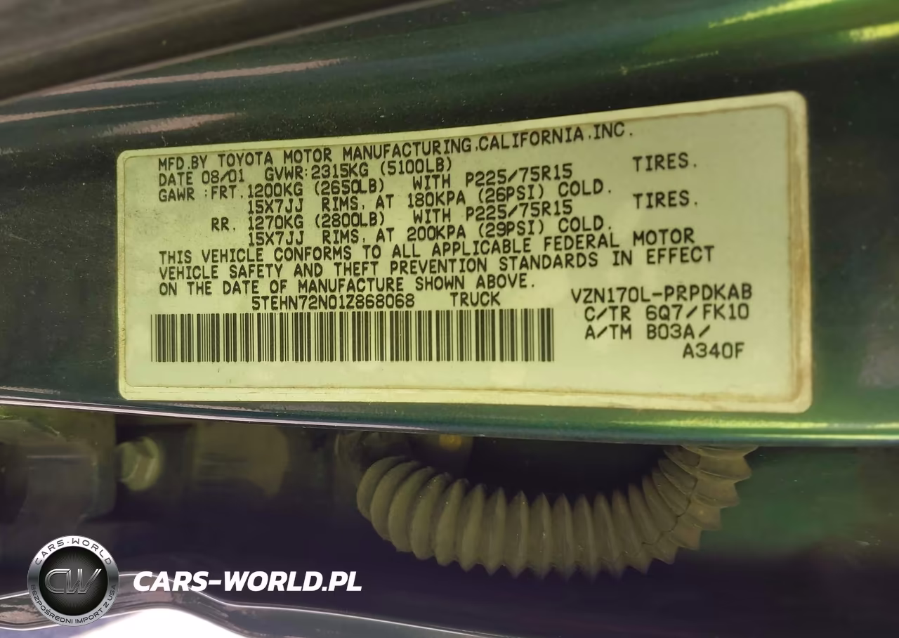2001 Toyota Tacoma Base V6 VIN:5TEHN72N01Z868068 - 9