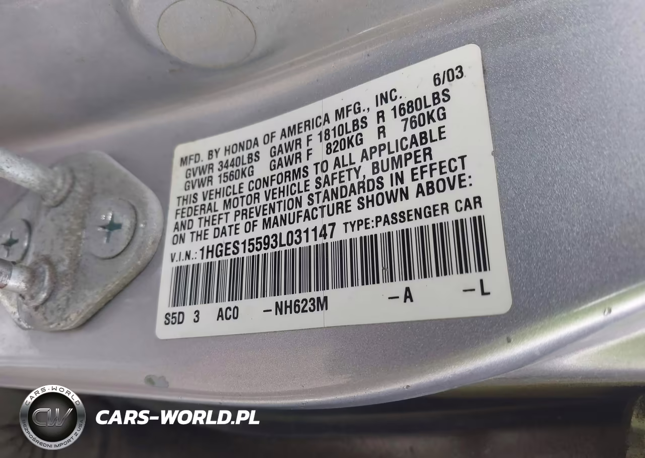 2003 Honda Civic Lx VIN:1HGES15593L031147 - 9