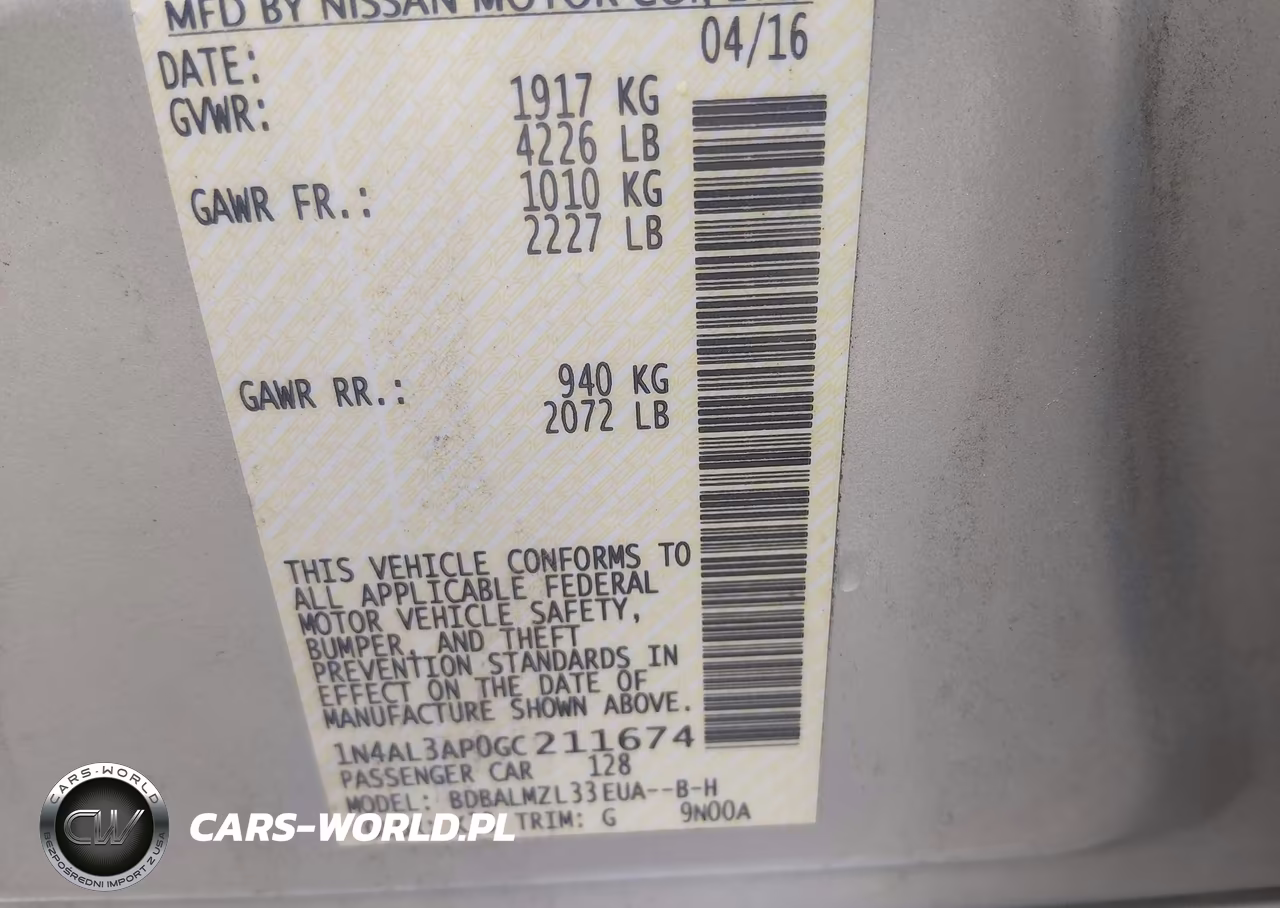 2016 Nissan Altima 2.5 Sv VIN:1N4AL3AP0GC211674 - 9