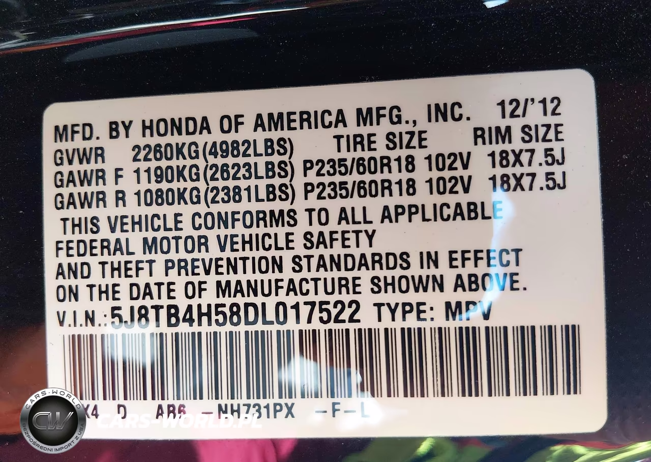 2013 Acura Rdx VIN:5J8TB4H58DL017522 - 9