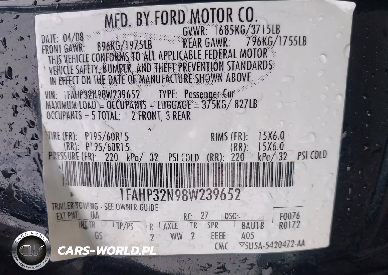 2008 Ford Focus S VIN:1FAHP32N98W239652 - 9