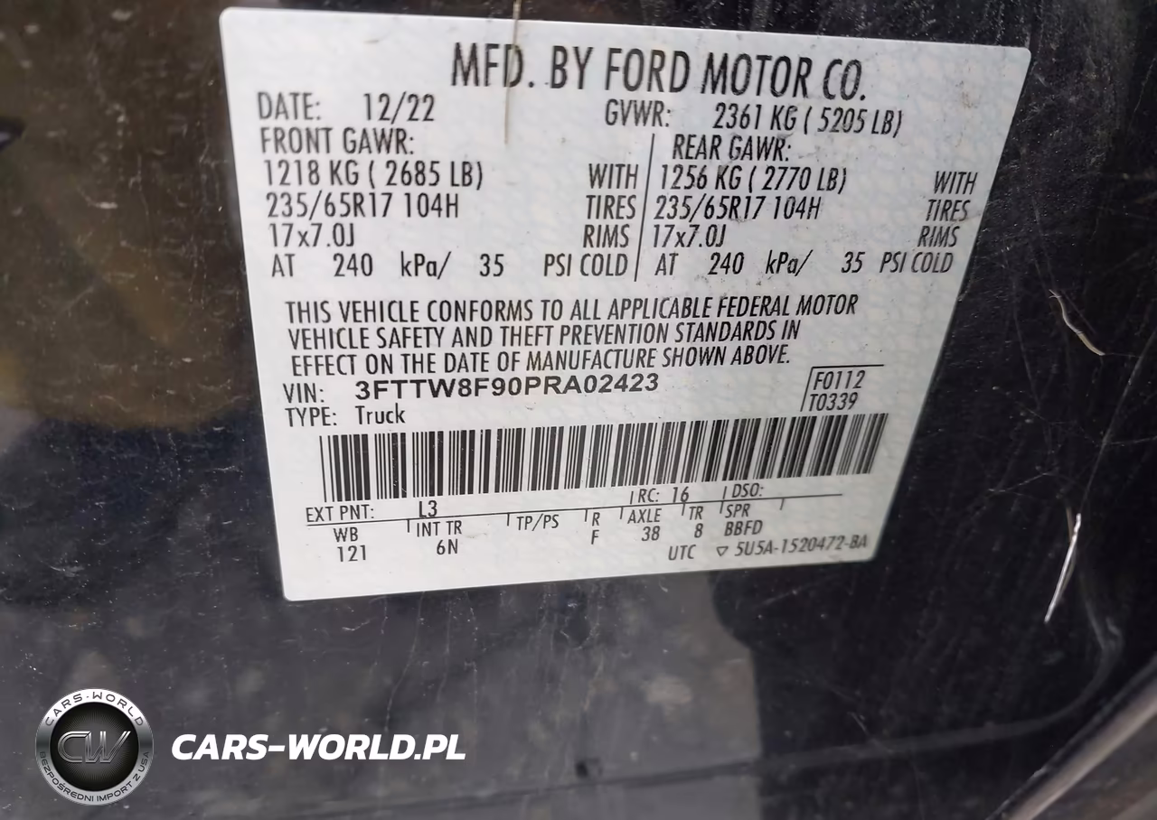 2023 Ford Maverick Lariat VIN:3FTTW8F90PRA02423 - 9