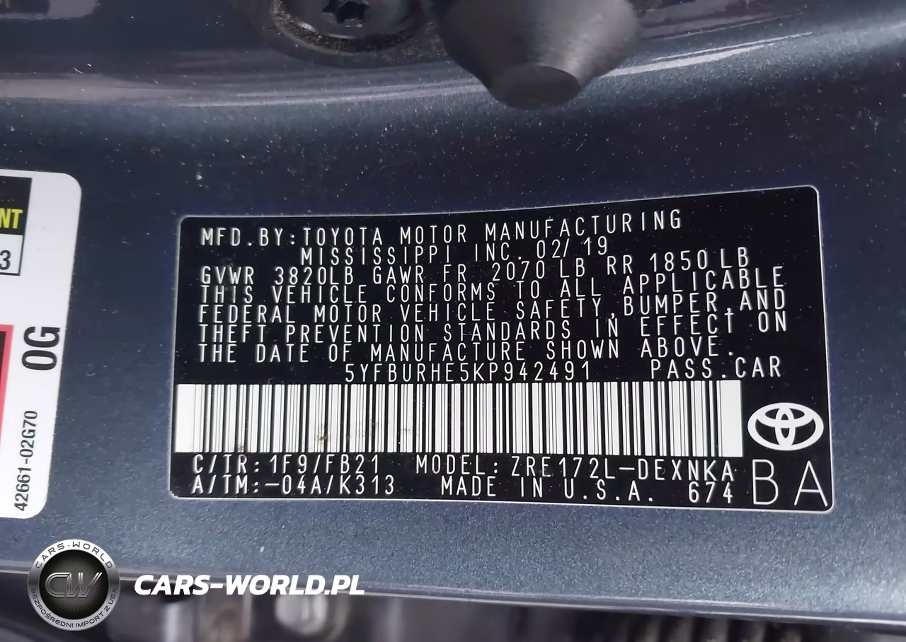 2019 Toyota Corolla Le VIN:5YFBURHE5KP942491 - 9