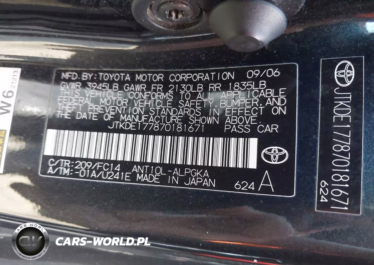 2007 Scion Tc VIN:JTKDE177870181671 - 9