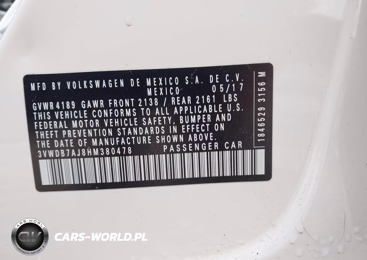 2017 Volkswagen Jetta 1.4T Se VIN:3VWDB7AJ8HM380478 - 9