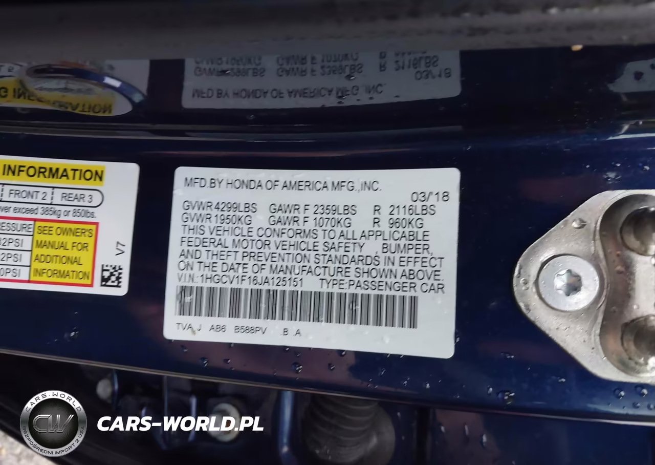 2018 Honda Accord Lx VIN:1HGCV1F16JA125151 - 9