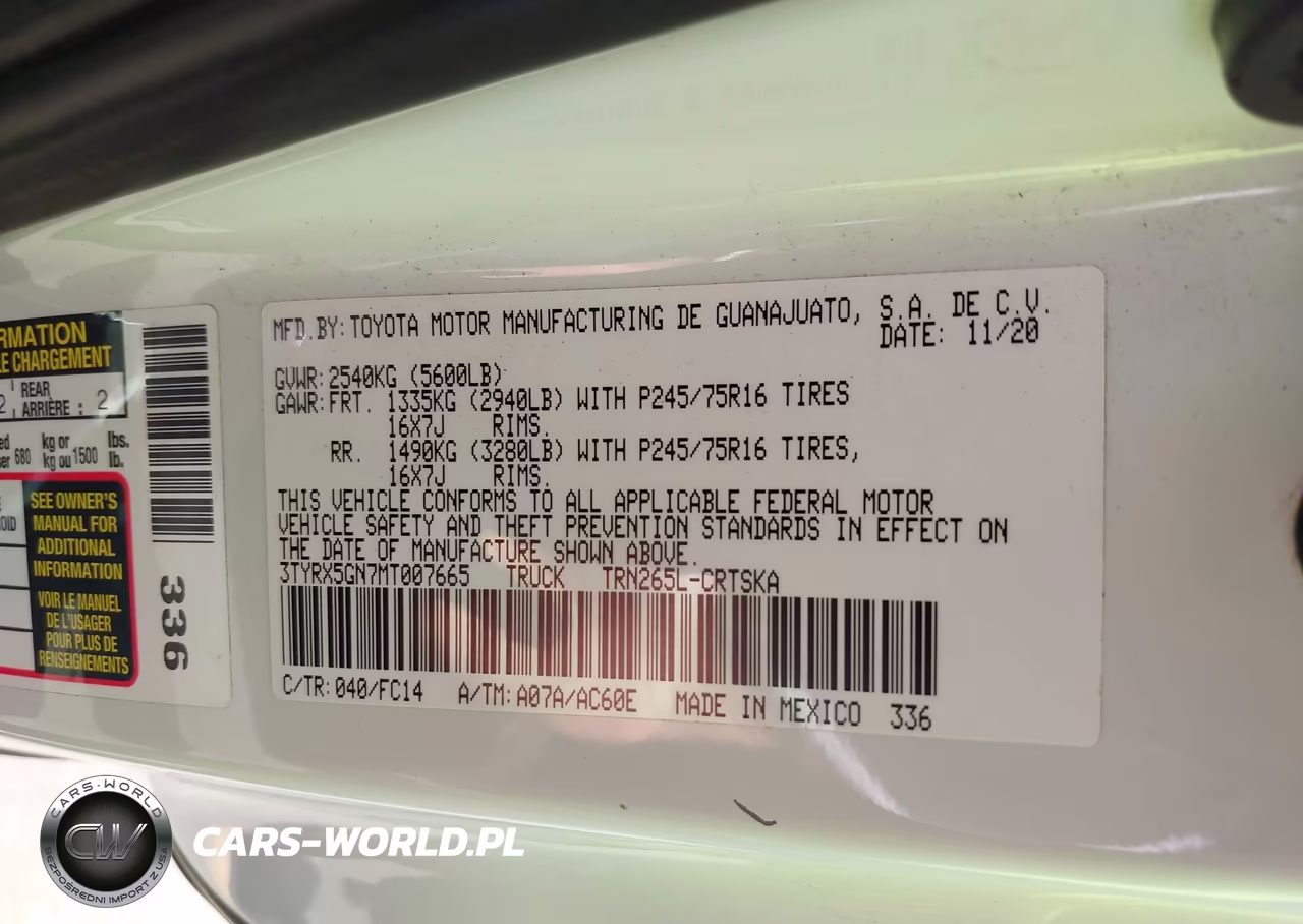 2021 Toyota Tacoma 2Wd Sr5 VIN:3TYRX5GN7MT007665 - 9
