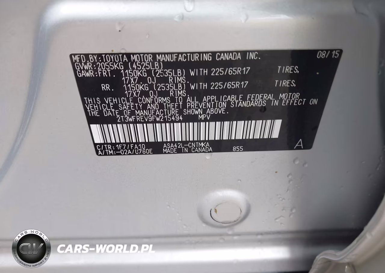 2015 Toyota Rav4 Xle VIN:2T3WFREV9FW215494 - 9