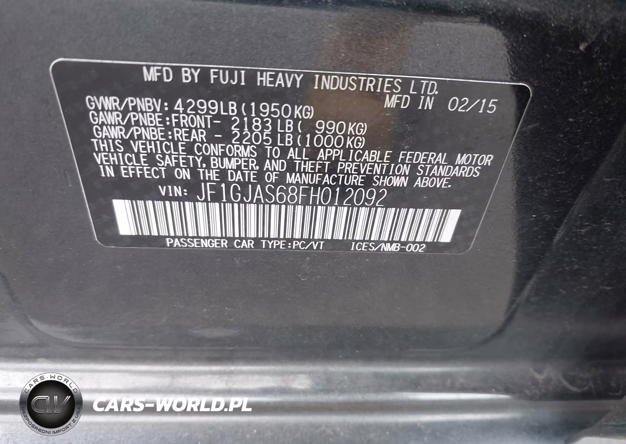 2015 Subaru Impreza 2.0I Limited VIN:JF1GJAS68FH012092 - 9