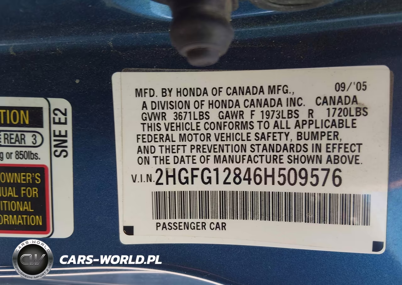 2006 Honda Civic Ex VIN:2HGFG12846H509576 - 9