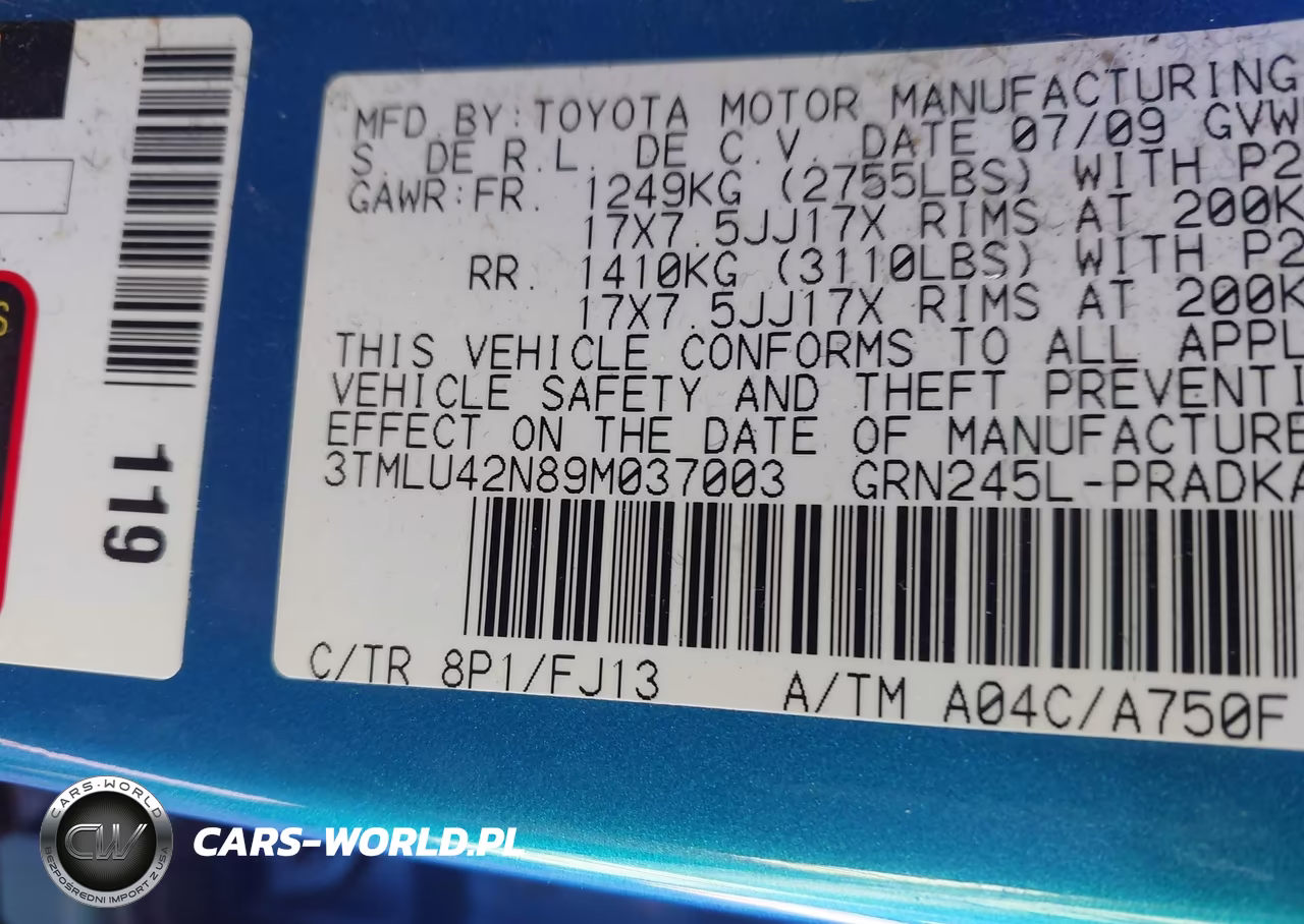 2009 Toyota Tacoma Base V6 VIN:3TMLU42N89M037003 - 9