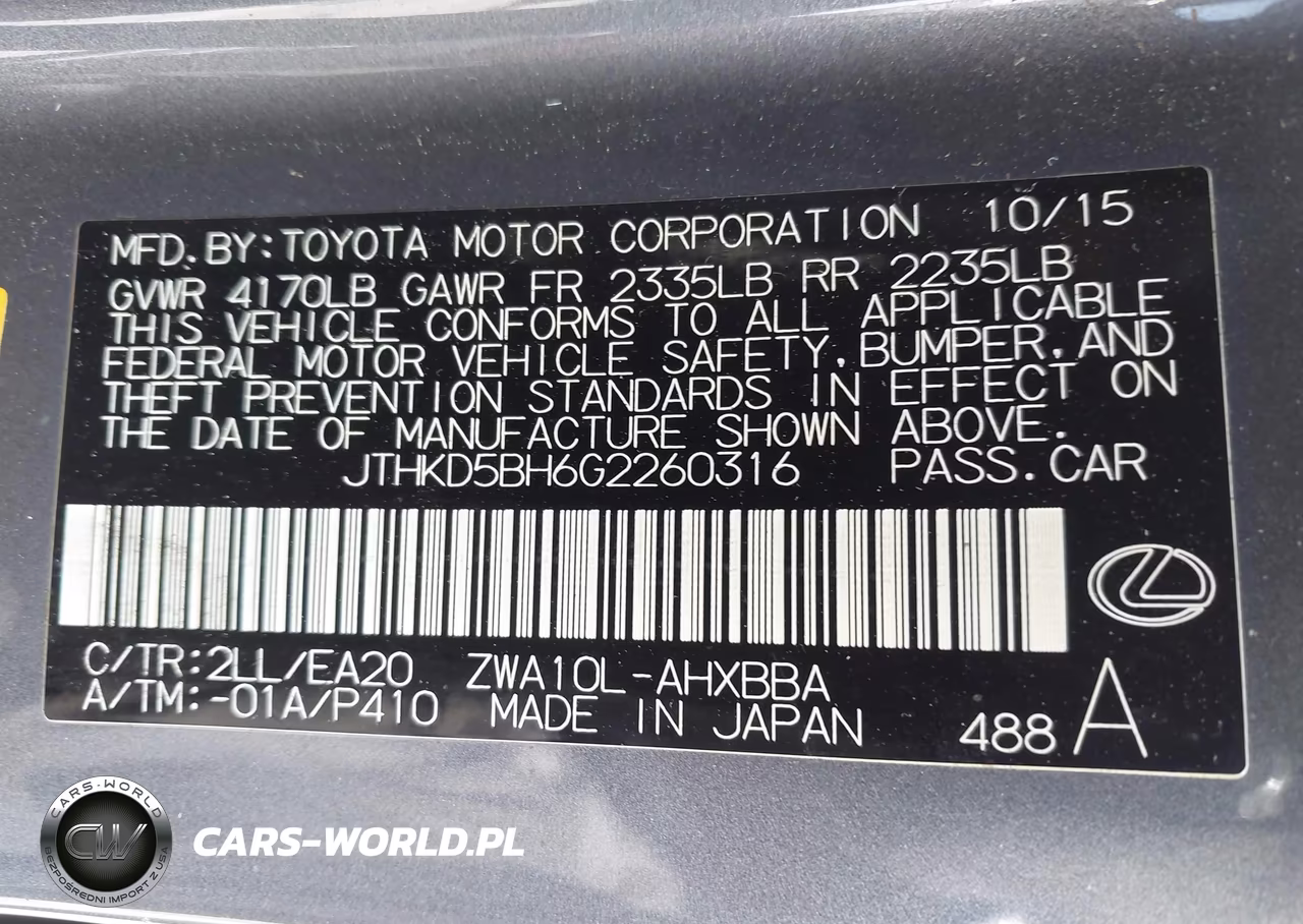 2016 Lexus Ct 200H VIN:JTHKD5BH6G2260316 - 9