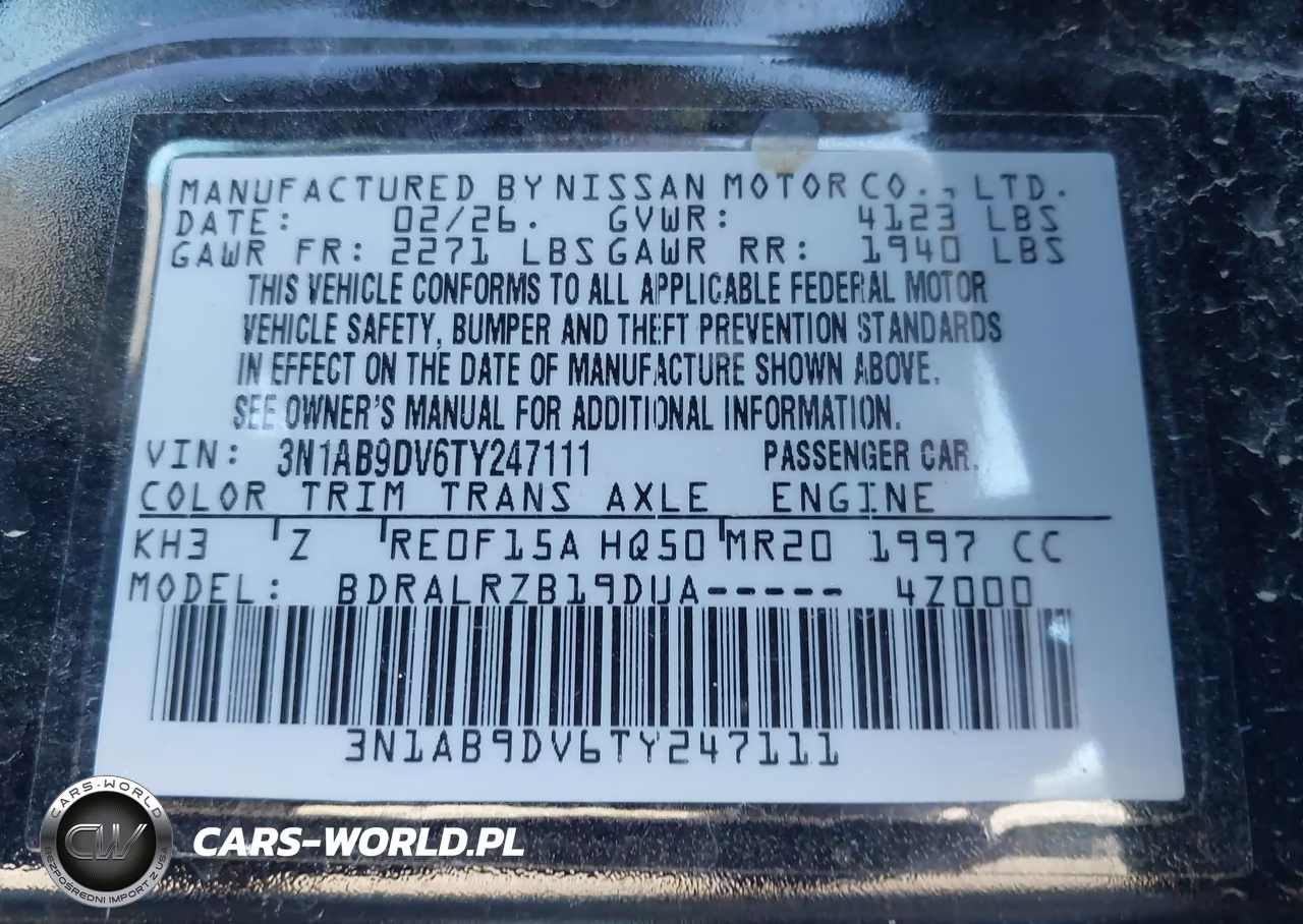 2026 Nissan Sentra Sr VIN:3N1AB9DV6TY247111 - 9