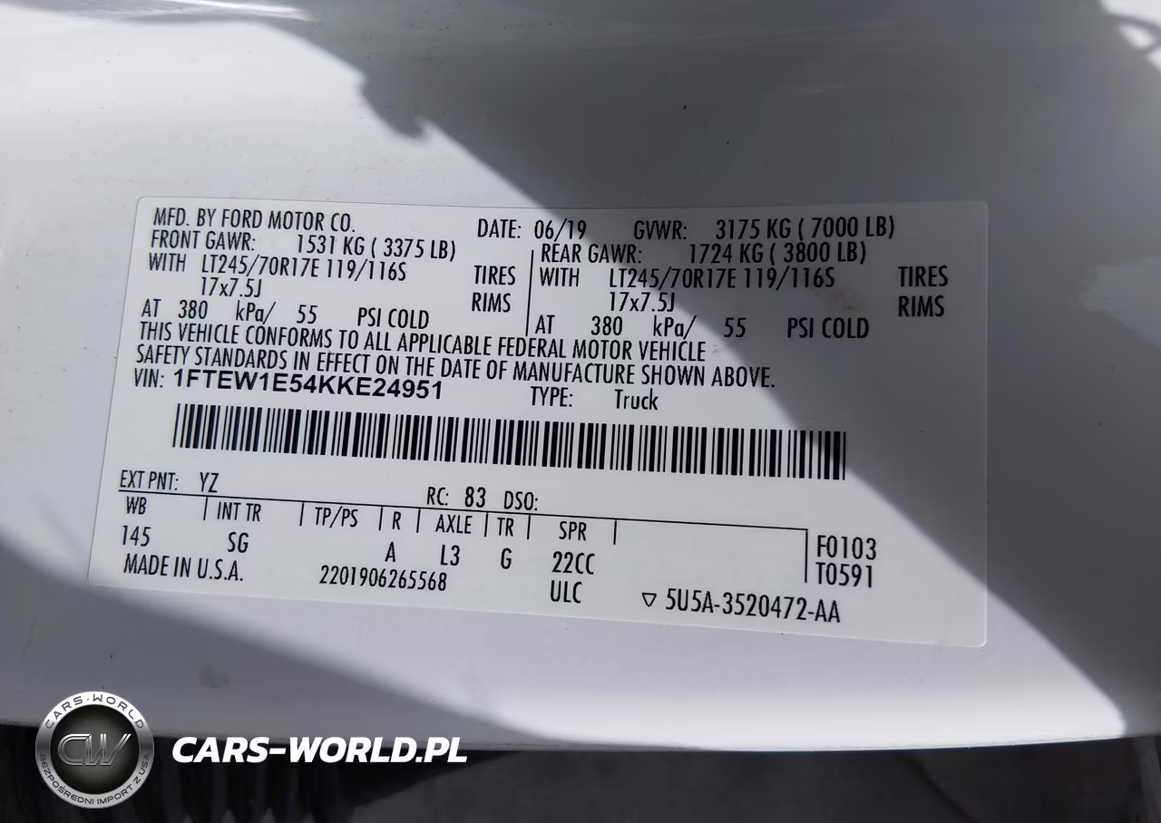 2019 Ford F-150 Xl VIN:1FTEW1E54KKE24951 - 9