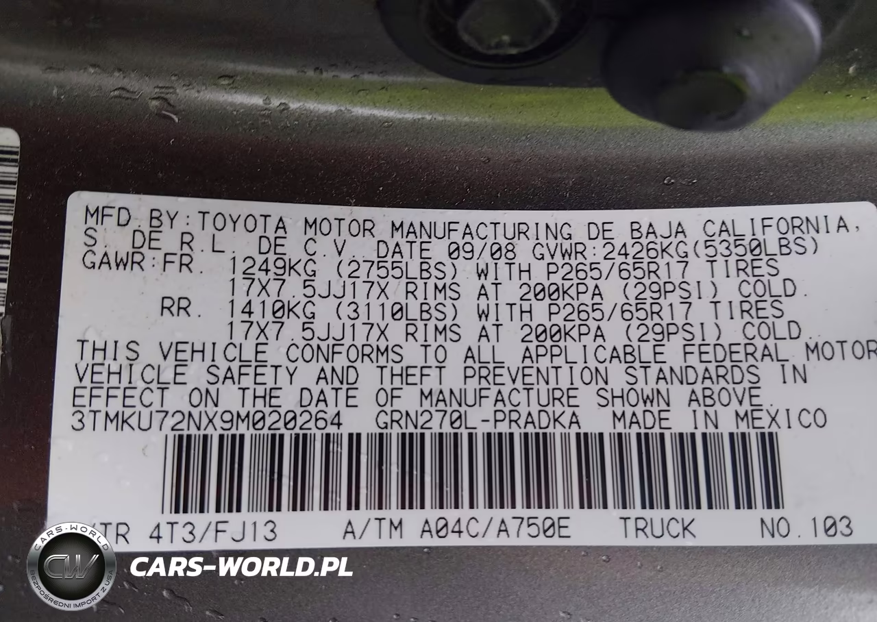 2009 Toyota Tacoma Prerunner V6 VIN:3TMKU72NX9M020264 - 9