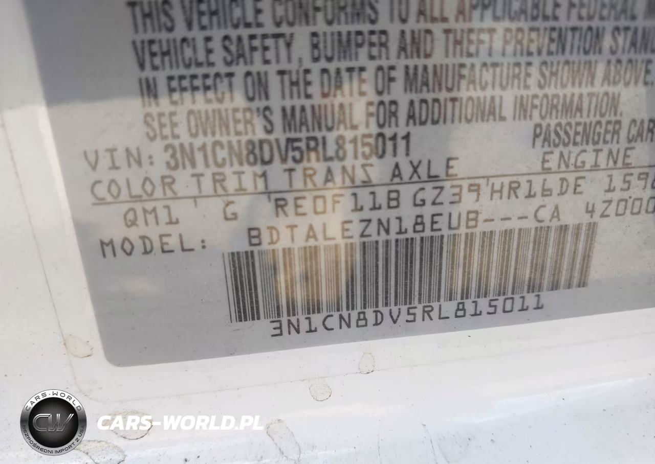2024 Nissan Versa 1.6 S VIN:3N1CN8DV5RL815011 - 9