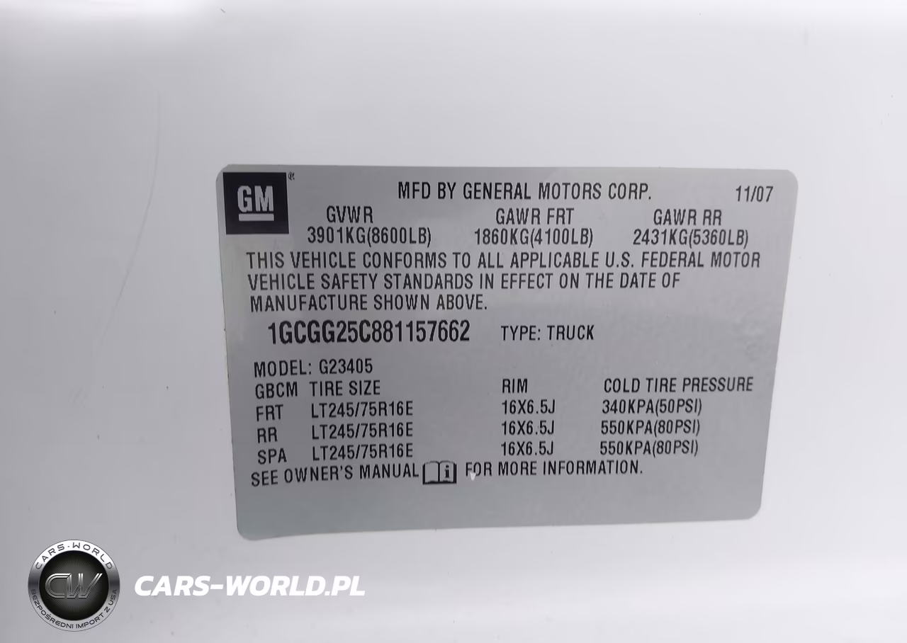 2008 Chevrolet Express Work Van VIN:1GCGG25C881157662 - 9