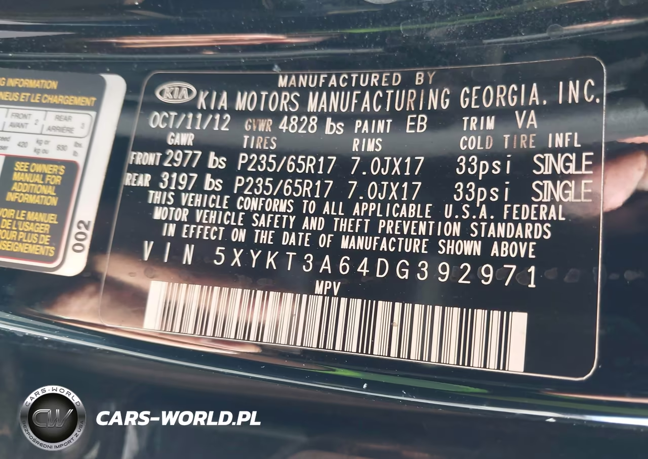 2013 Kia Sorento Lx VIN:5XYKT3A64DG392971 - 9