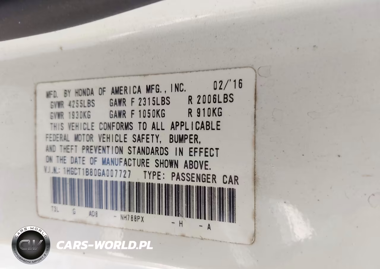 2016 Honda Accord Ex-L VIN:1HGCT1B80GA007727 - 9