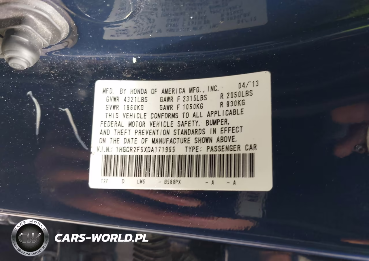 2013 Honda Accord Sport VIN:1HGCR2F5XDA171955 - 9