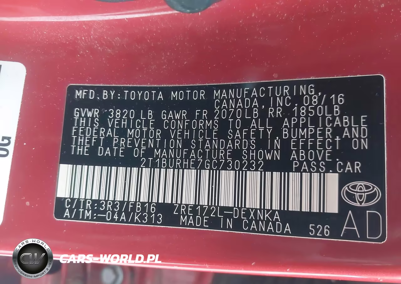 2016 Toyota Corolla Le VIN:2T1BURHE7GC730232 - 9