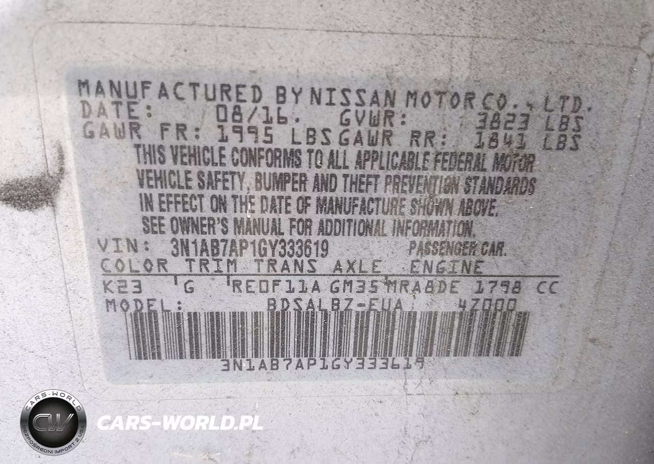 2016 Nissan Sentra S VIN:3N1AB7AP1GY333619 - 9
