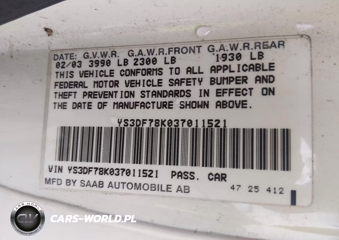 2003 Saab 9-3 Se VIN:YS3DF78K037011521 - 9
