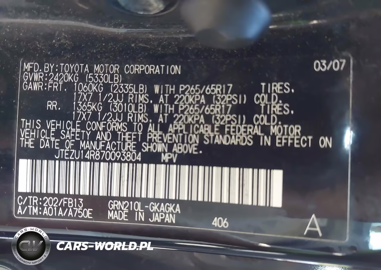 2007 Toyota 4Runner Sport V6 VIN:JTEZU14R870093804 - 9