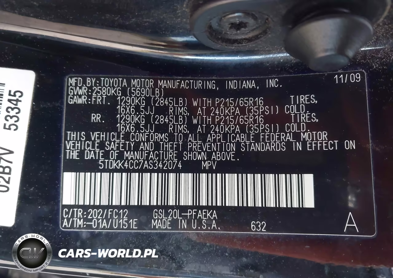 2010 Toyota Sienna Le VIN:5TDKK4CC7AS342074 - 9