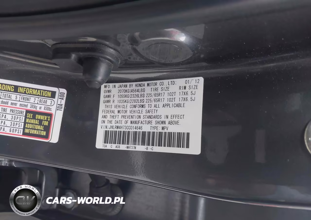 2012 Honda Cr-V Ex-L VIN:JHLRM4H73CC014646 - 9