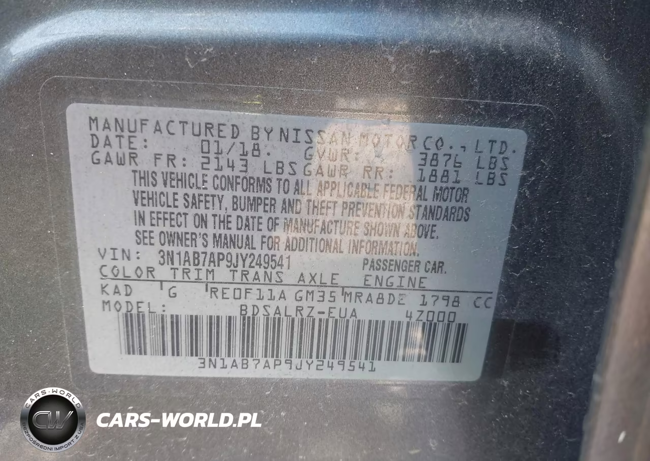 2018 Nissan Sentra Sr VIN:3N1AB7AP9JY249541 - 9