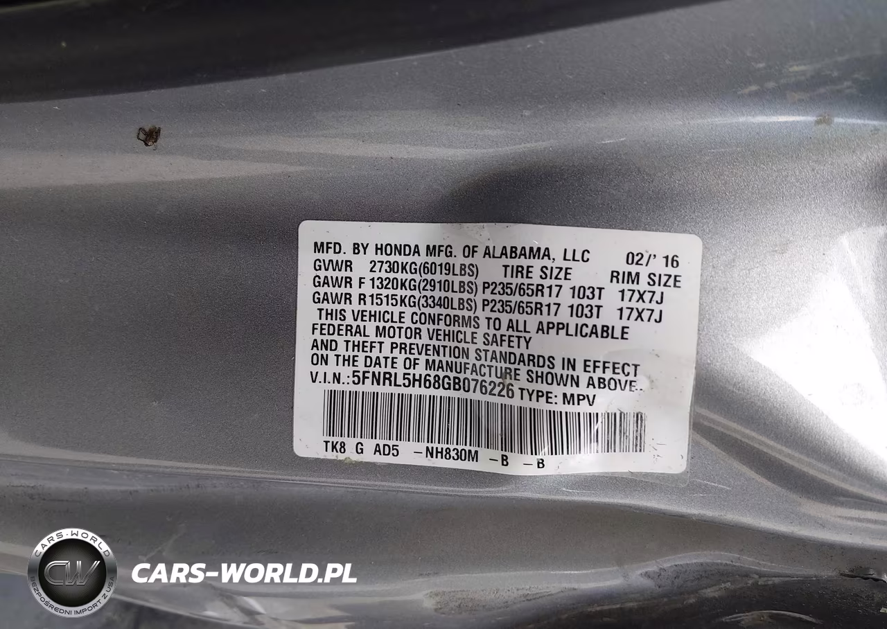 2016 Honda Odyssey Ex-L VIN:5FNRL5H68GB076226 - 9
